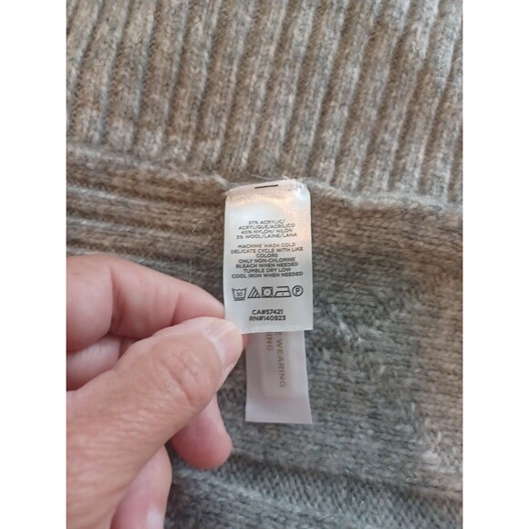 LOFT gray cableknit turtleneck sweater M/L oversize open sides boho poncho layer - Picture 7 of 11